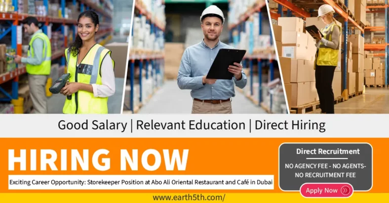 Storekeeper Position at Abo Ali Oriental Restaurant and Café in Dubai