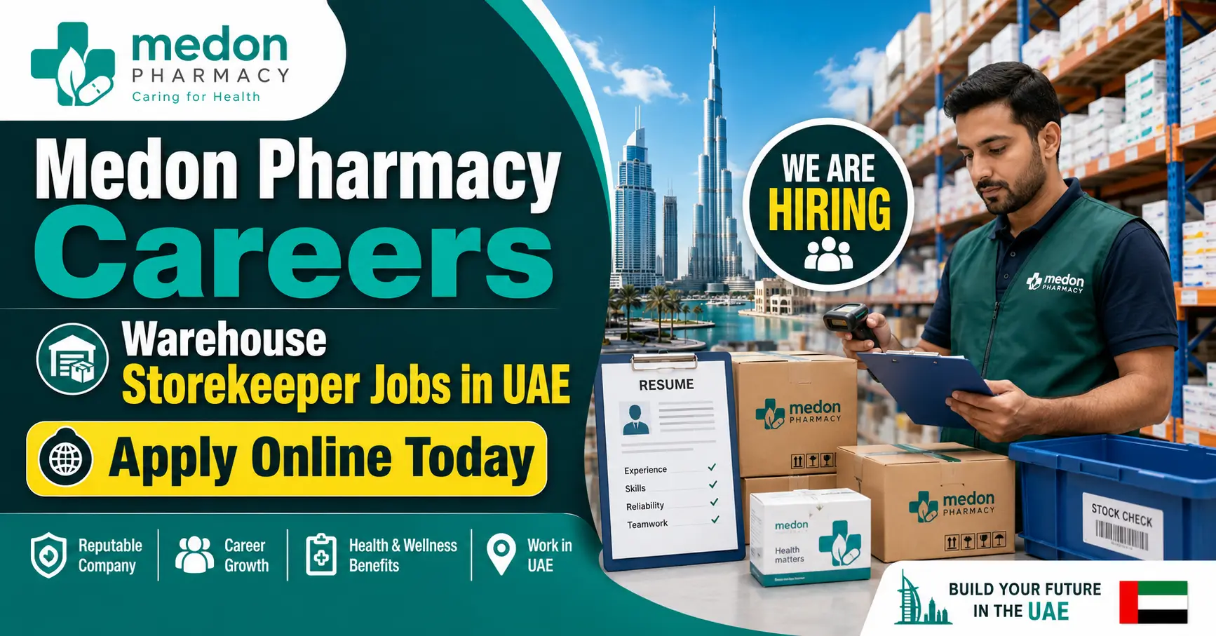 Medon Pharmacy Careers 2026 – Warehouse Storekeeper Jobs in UAE | Apply Online Today