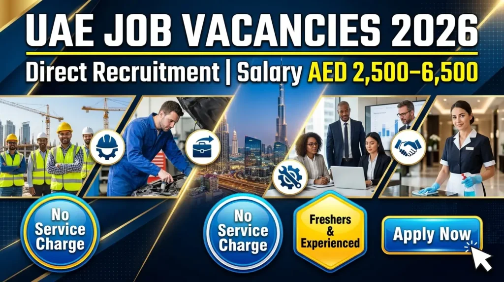 UAE Job Vacancies 2026: Direct Recruitment Opportunities in Top Companies with Salaries from AED 2,500 to AED 6,500