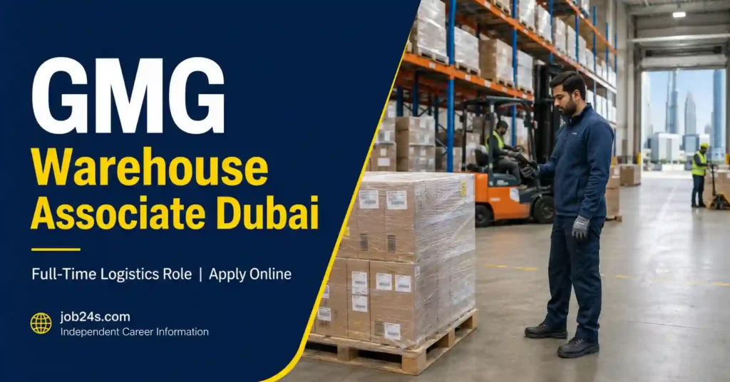 Warehouse Associate working with pallets and inventory in a modern Dubai logistics warehouse