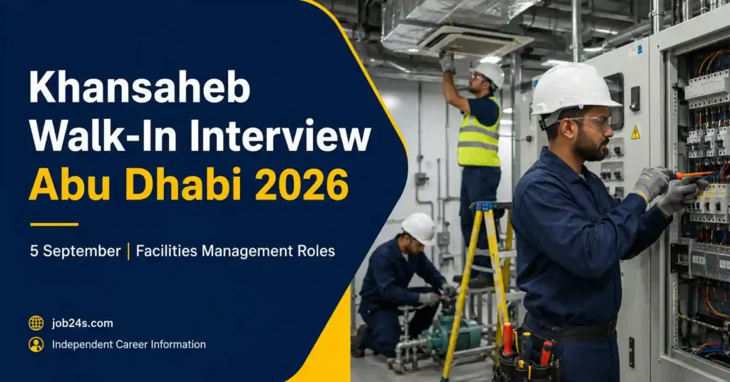 Khansaheb Facilities Management walk-in interview information for Abu Dhabi on 5 September 2026
