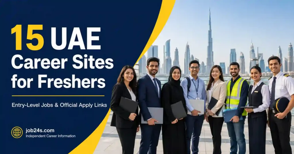 Fresh graduates exploring official company career sites for entry-level jobs in the UAE