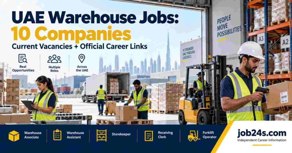 Warehouse workers handling pallets and inventory representing current UAE warehouse job opportunities