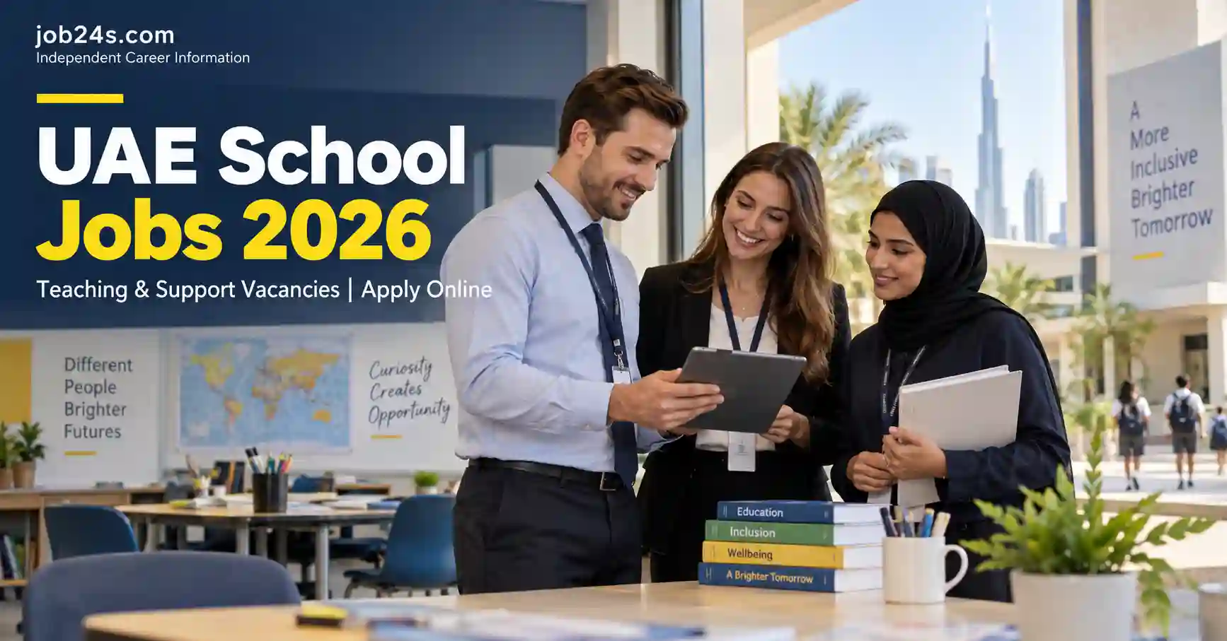 Teachers and school staff representing current education job opportunities across the UAE